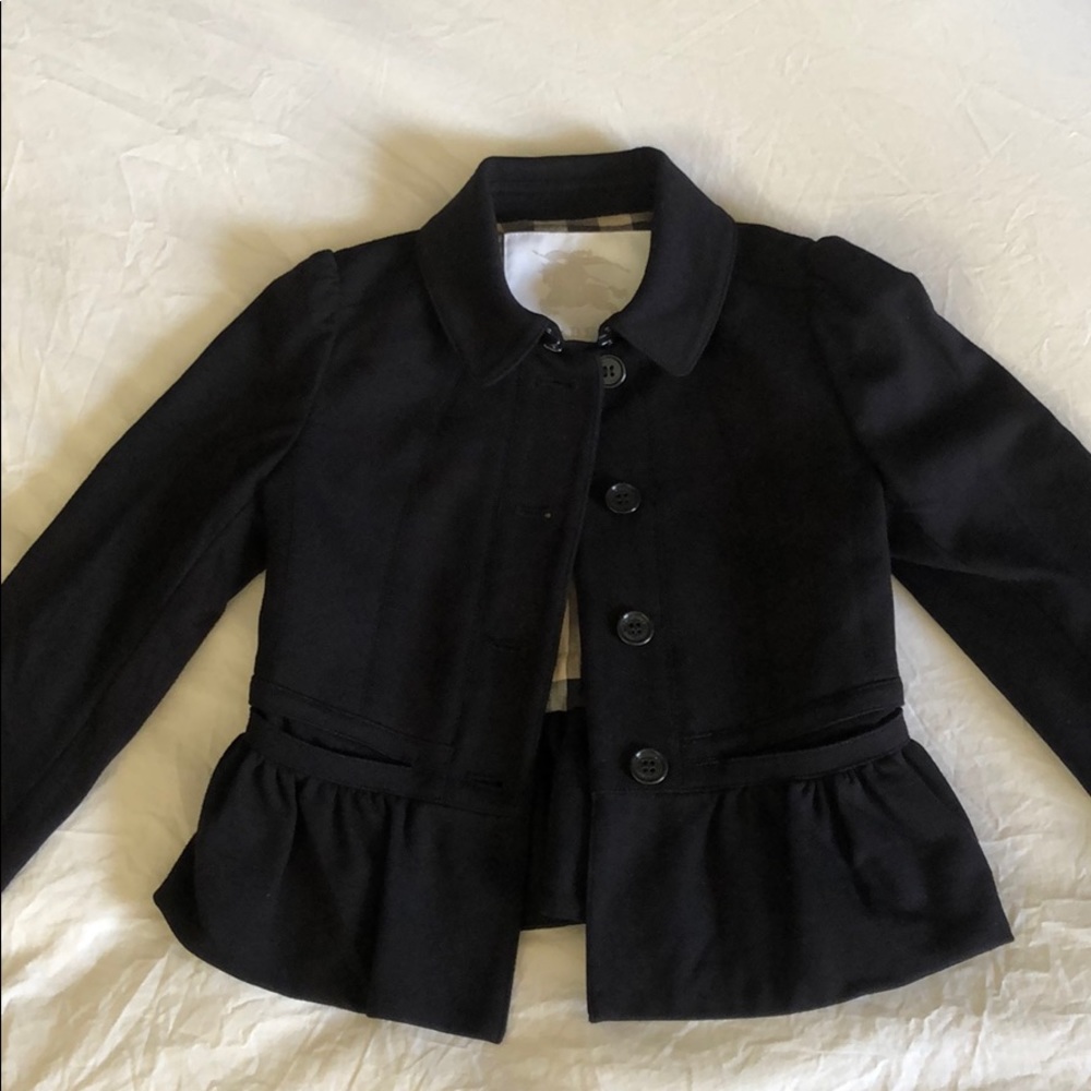 Burberry Children Girls Peplum Jacket Black Sz 4Y
